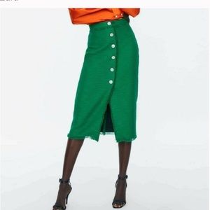 ZARA PENCIL TWEED SKIRT WITH RHINESTONE BUTTONS